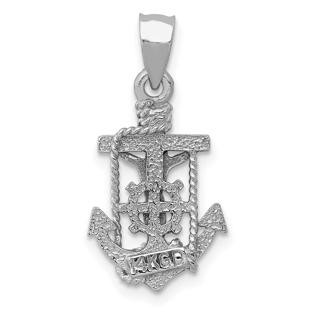 14k White Gold 11 mm Polished Mariner Crucifix Pendant (1.07 grams)