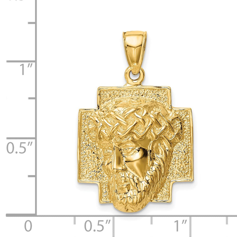 14K Polished Large Jesus Head With Crown Pendant (5.36 grams)