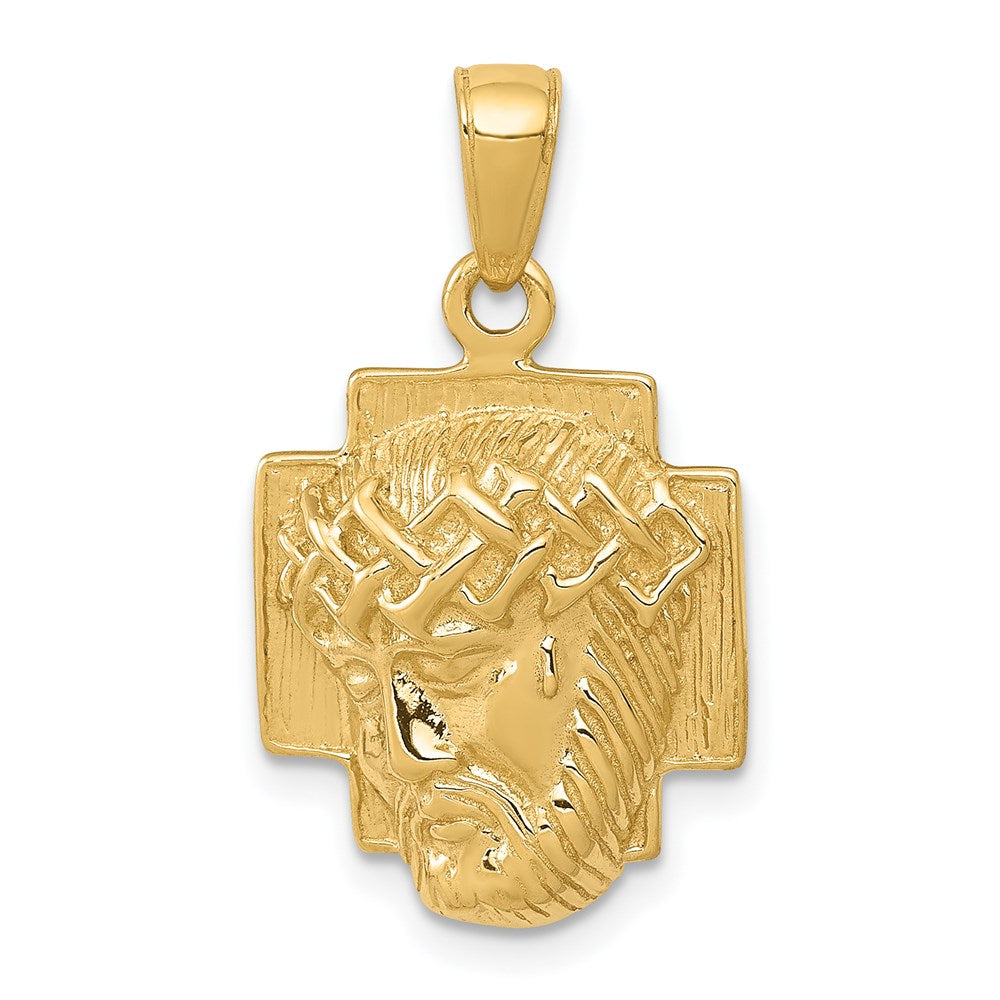 14K Polished Small Jesus Head With Crown Pendant (3.05 grams)