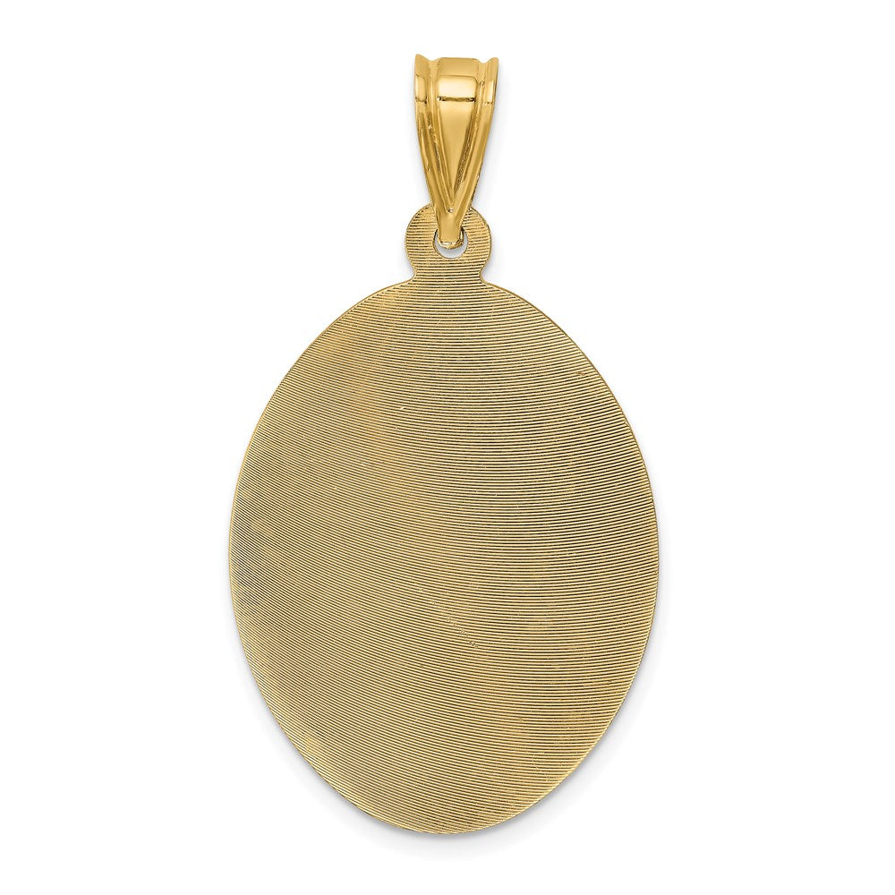 14k Yellow Gold Polished D/C Sagrado Corazon Oval Pendant (4.1 grams)