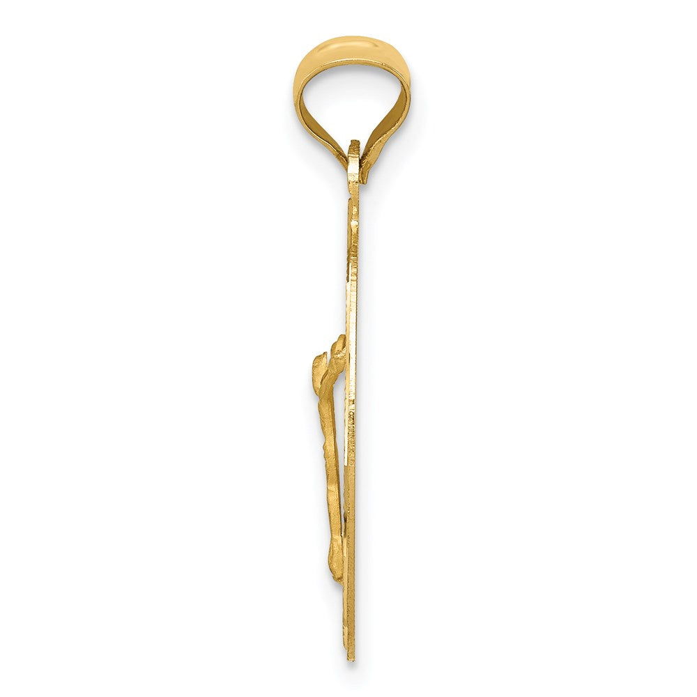 14k Yellow Gold 13 mm Polished D/C Corpus Oval Pendant (1.05 grams)