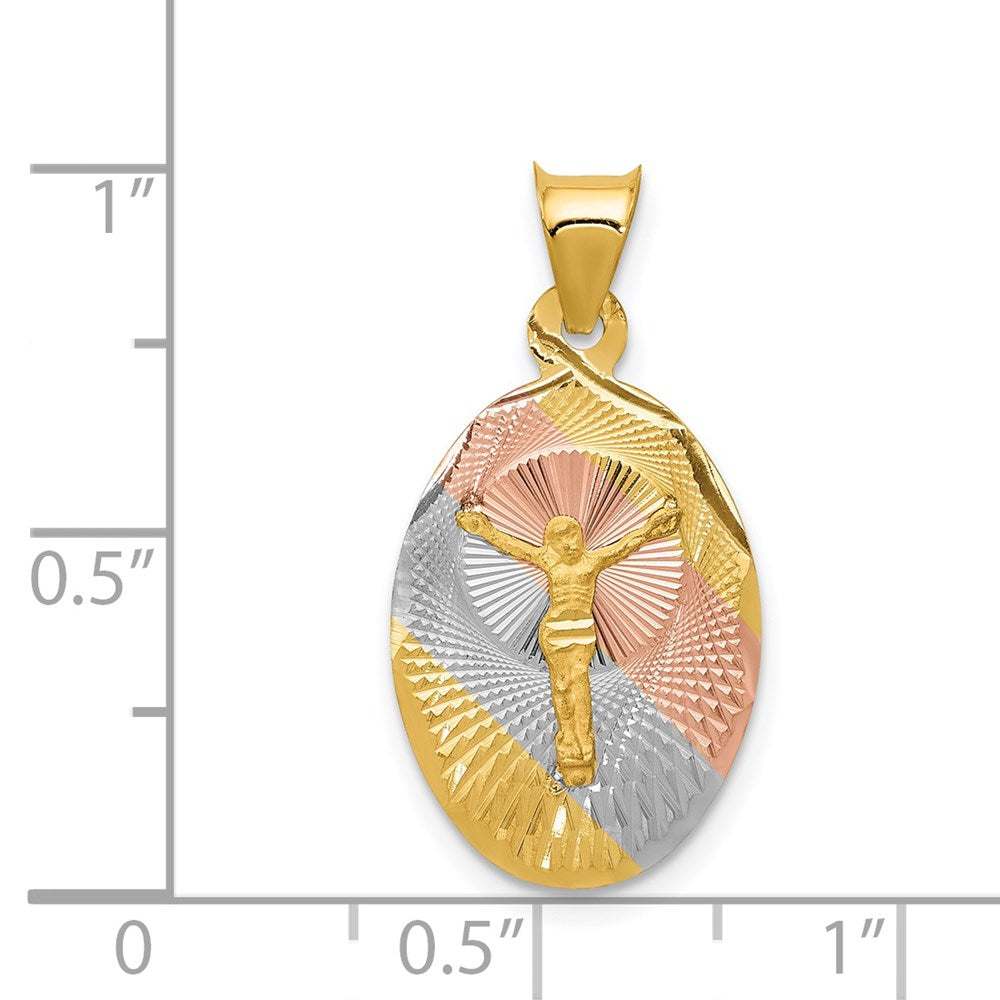 14k Yellow & Rhodium 13 mm D/C Corpus Oval Pendant (1.19 grams)