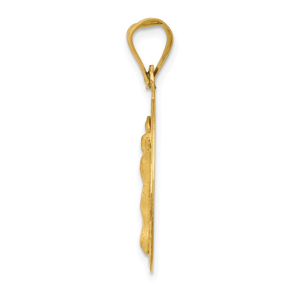 14k Yellow Gold 20.5 mm Polished D/C Corpus Circle Pendant (1.88 grams)