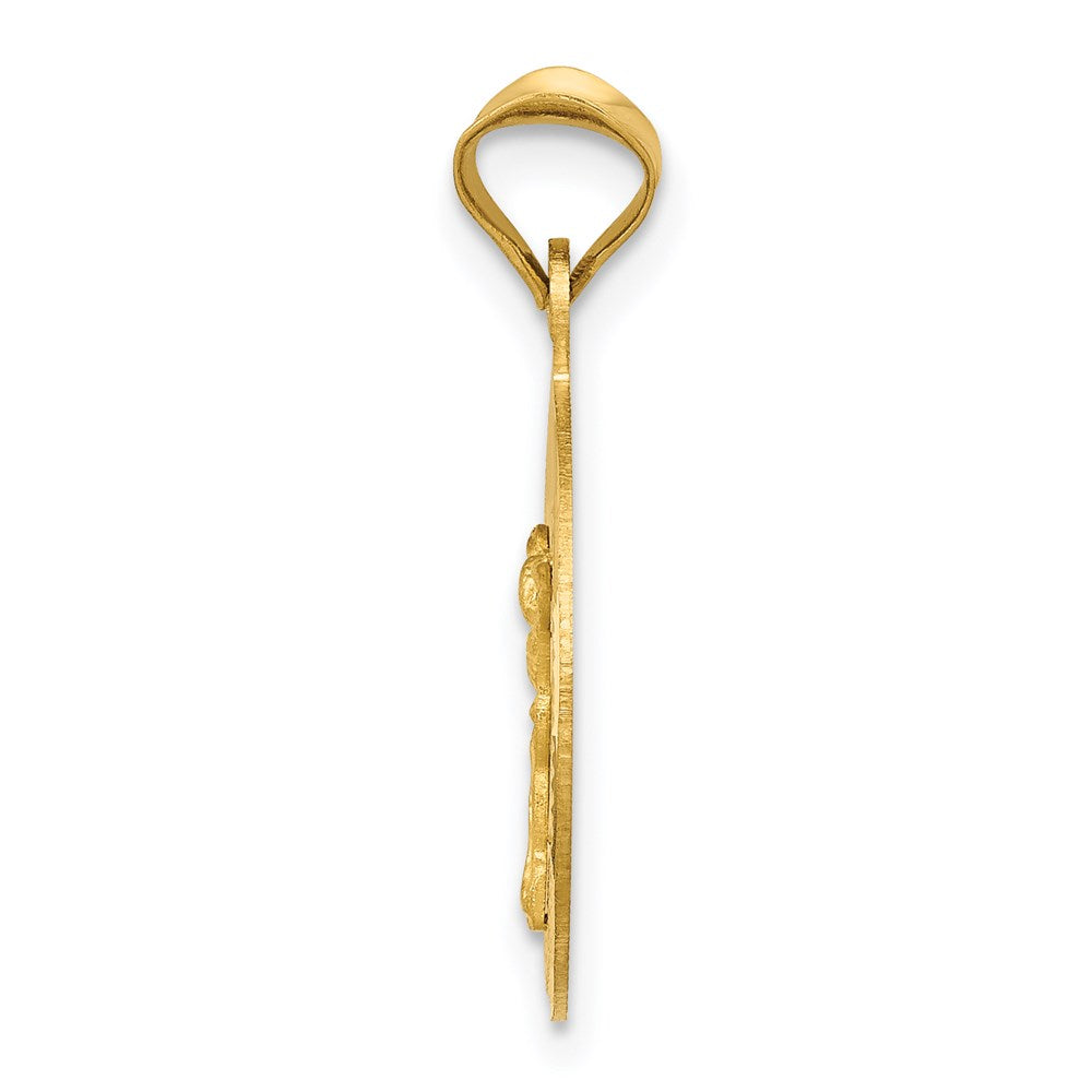 14k Yellow Gold 16 mm Polished D/C Corpus Circle Pendant (1.12 grams)