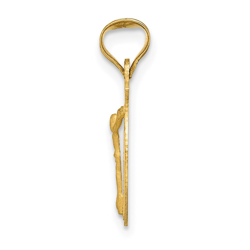 14k Yellow Gold 13 mm Polished D/C Corpus Circle Pendant (0.85 grams)