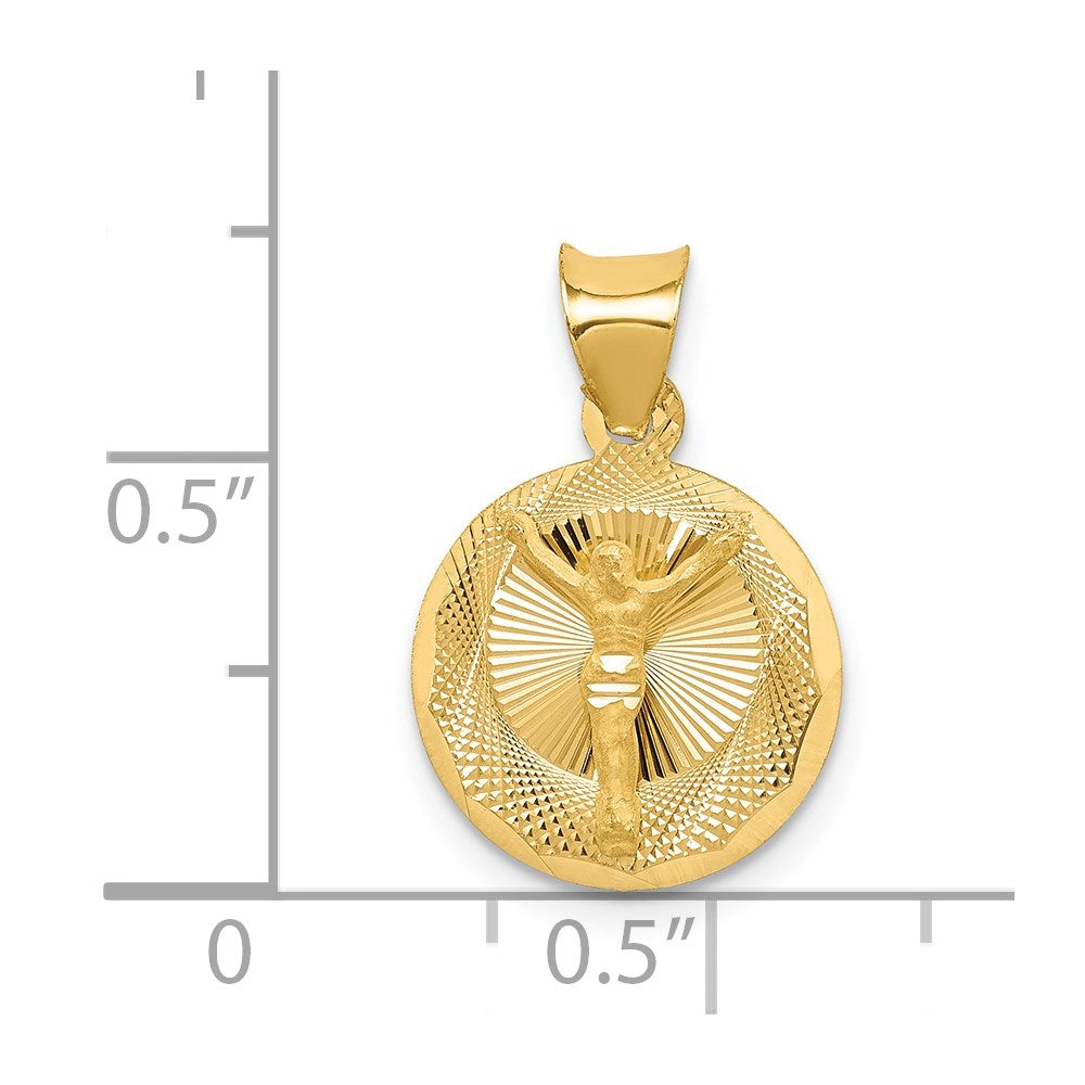 14k Yellow Gold 13 mm Polished D/C Corpus Circle Pendant (0.85 grams)