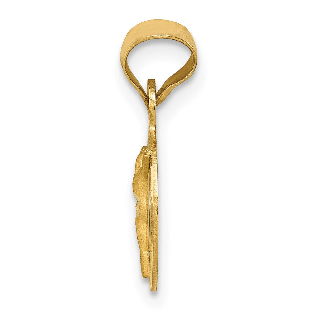 14k Yellow Gold 10.5 mm Polished D/C Corpus Circle Pendant (0.63 grams)