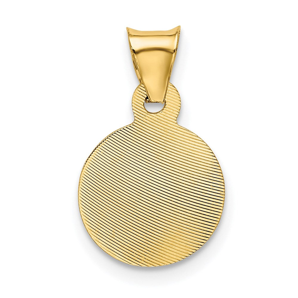 14k Yellow Gold 10.5 mm Polished D/C Corpus Circle Pendant (0.63 grams)