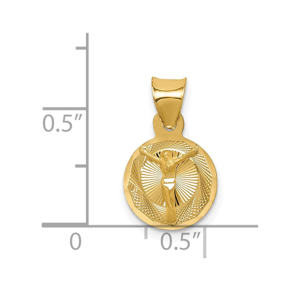 14k Yellow Gold 10.5 mm Polished D/C Corpus Circle Pendant (0.63 grams)