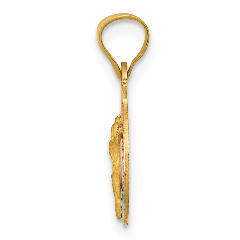 14k Yellow & Rhodium 10.5 mm D/C Corpus Circle Pendant (0.59 grams)