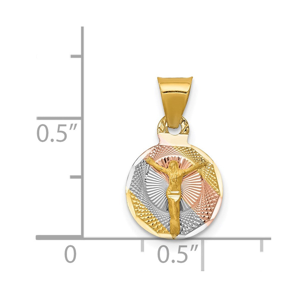 14k Yellow & Rhodium 10.5 mm D/C Corpus Circle Pendant (0.59 grams)