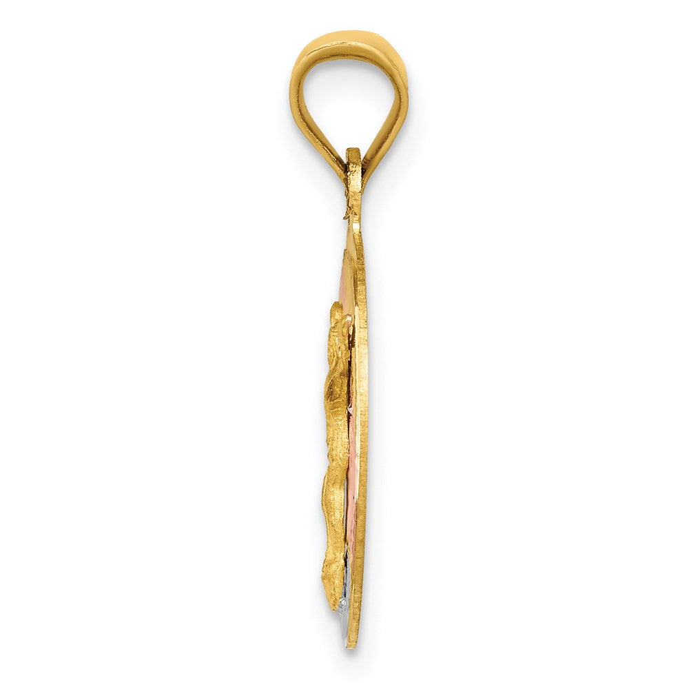 14k Yellow & Rhodium 16 mm D/C Corpus Circle Pendant (1.22 grams)