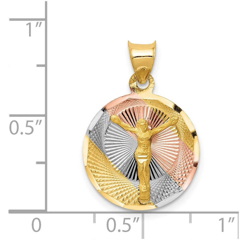 14k Yellow & Rhodium 16 mm D/C Corpus Circle Pendant (1.22 grams)