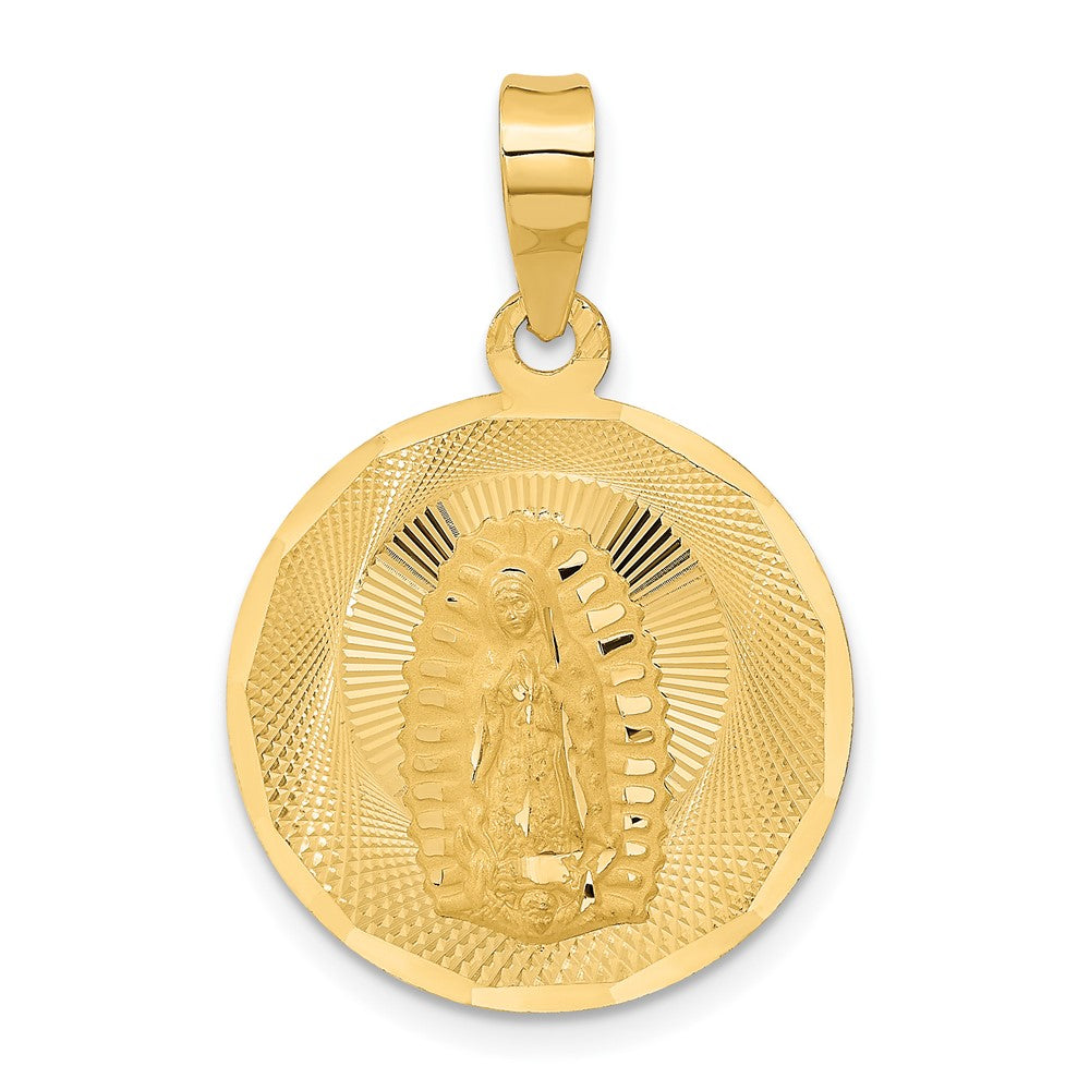14k Yellow Gold 19.75 mm Polished D/C Lady Of Guadalupe Circle Pendant (2.17 grams)