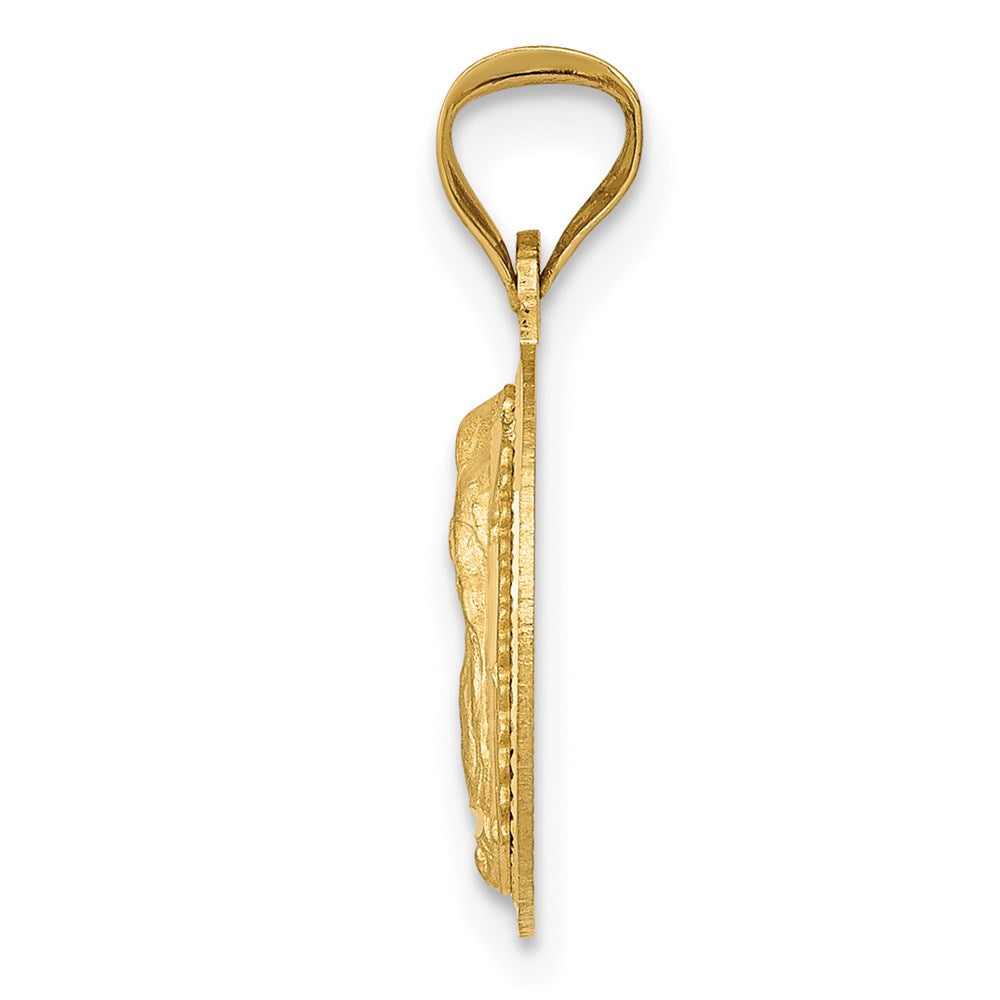 14k Yellow Gold 12.85 mm Polished D/C Lady Of Guadalupe Circle Pendant (1.06 grams)