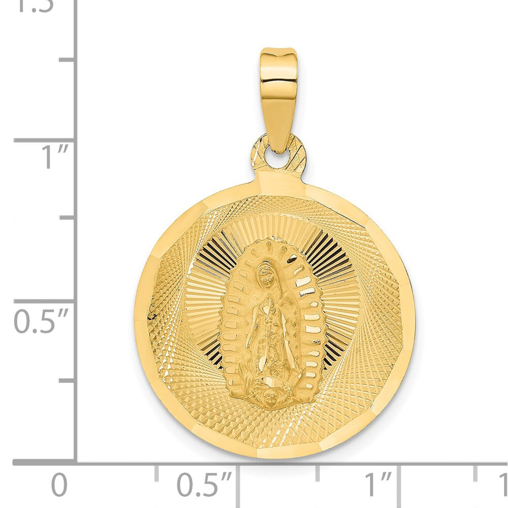 14k Yellow Gold 23.5 mm Polished D/C Lady Of Guadalupe Circle Pendant (2.82 grams)