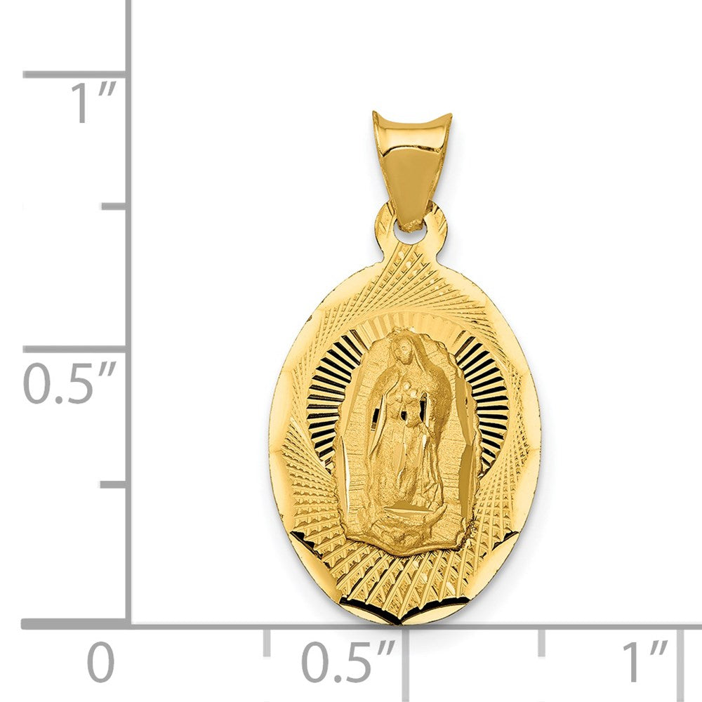 14k Yellow Gold 13.02 mm Polished D/C Lady Of Guadalupe Oval Pendant (1.31 grams)