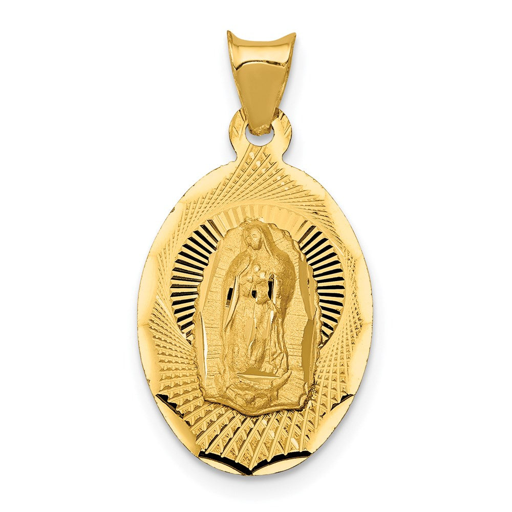 14k Yellow Gold 13.02 mm Polished D/C Lady Of Guadalupe Oval Pendant (1.31 grams)