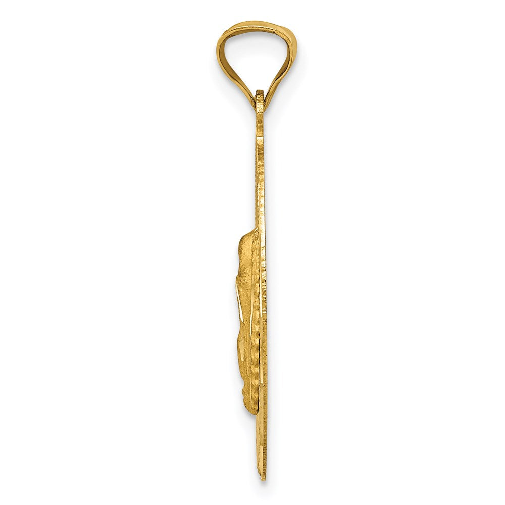 14k Yellow Gold 15 mm Polished D/C Lady Of Guadalupe Oval Pendant (1.59 grams)