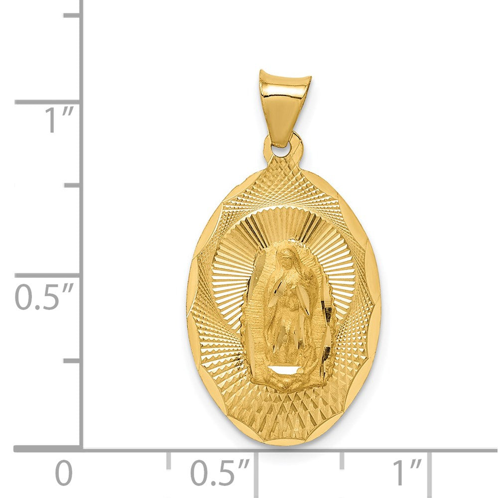 14k Yellow Gold 15 mm Polished D/C Lady Of Guadalupe Oval Pendant (1.59 grams)