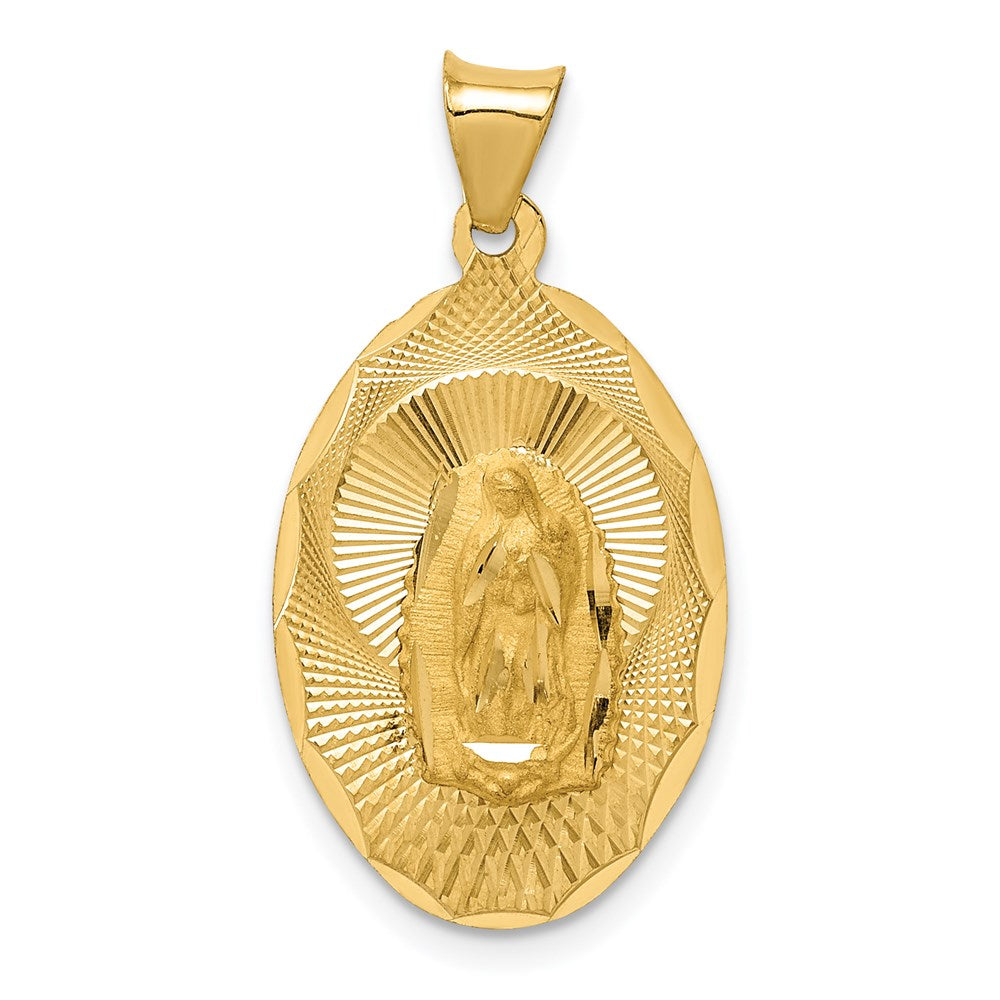 14k Yellow Gold 15 mm Polished D/C Lady Of Guadalupe Oval Pendant (1.59 grams)