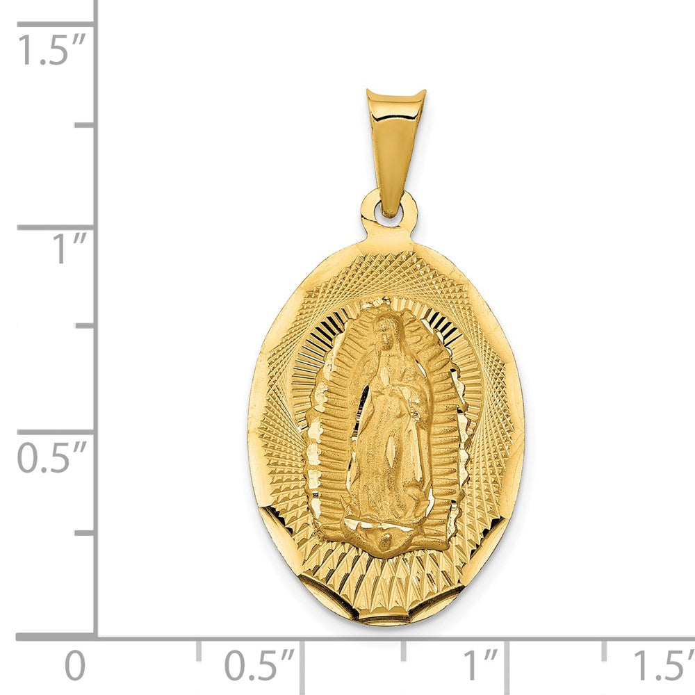 14k Yellow Gold 18 mm Polished D/C Lady Of Guadalupe Oval Pendant (2.12 grams)