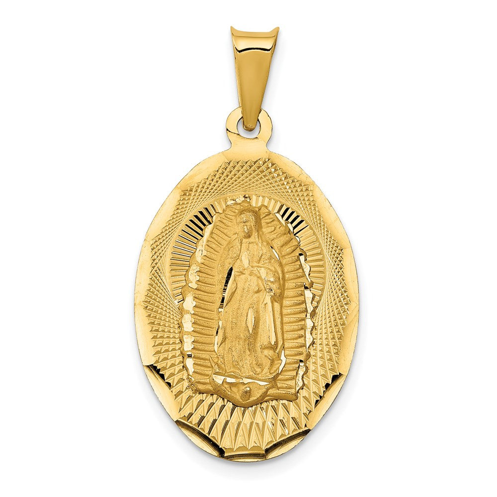 14k Yellow Gold 18 mm Polished D/C Lady Of Guadalupe Oval Pendant (2.12 grams)