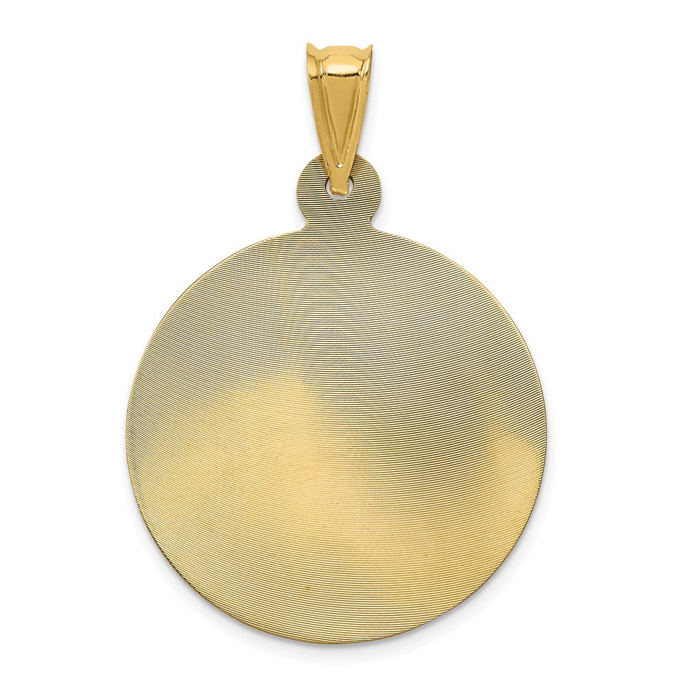 14k Yellow & Rhodium 23 mm Polished D/C Lady Of Guadalupe Circle Pendant (2.59 grams)