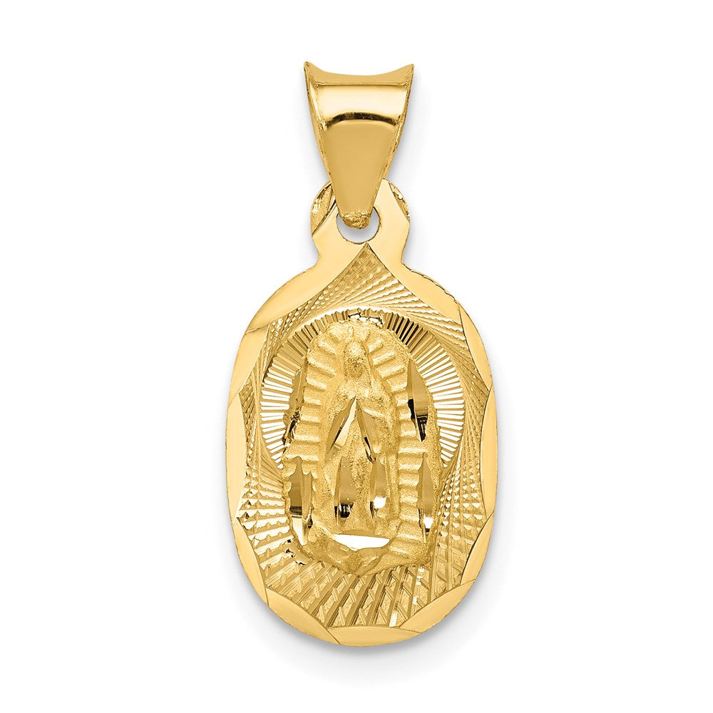 14k Yellow Gold 9.5 mm Polished D/C Lady Of Guadalupe Oval Pendant (0.8 grams)