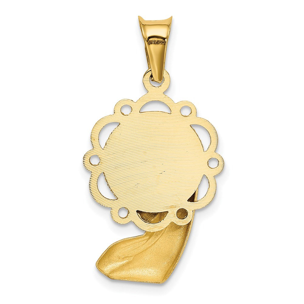14k Yellow & Rhodium 16 mm Satin And Polished Mary Pendant (1.56 grams)