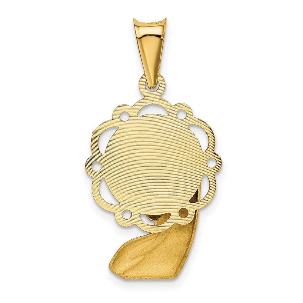 14k Yellow Gold 16 mm Satin and Polished Mary Pendant (1.49 grams)
