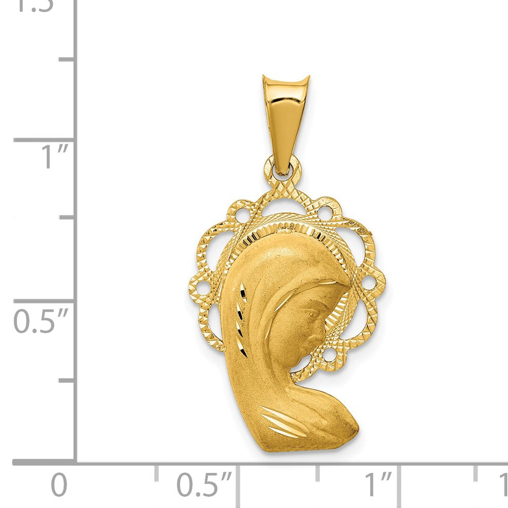 14k Yellow Gold 16 mm Satin and Polished Mary Pendant (1.49 grams)