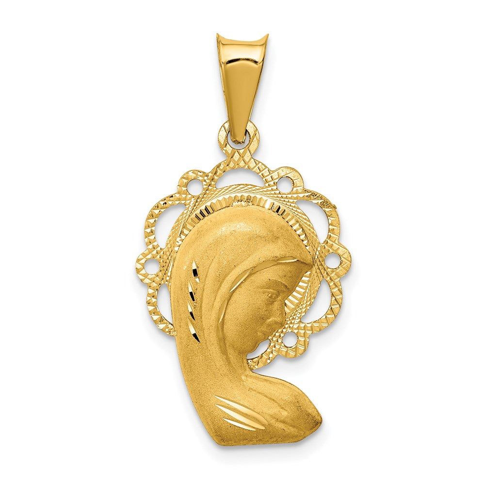 14k Yellow Gold 16 mm Satin and Polished Mary Pendant (1.49 grams)