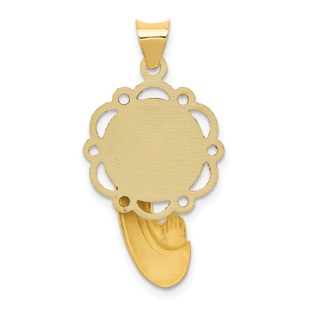 14k Yellow Gold 16 mm Satin and Polished Mary Pendant (1.45 grams)