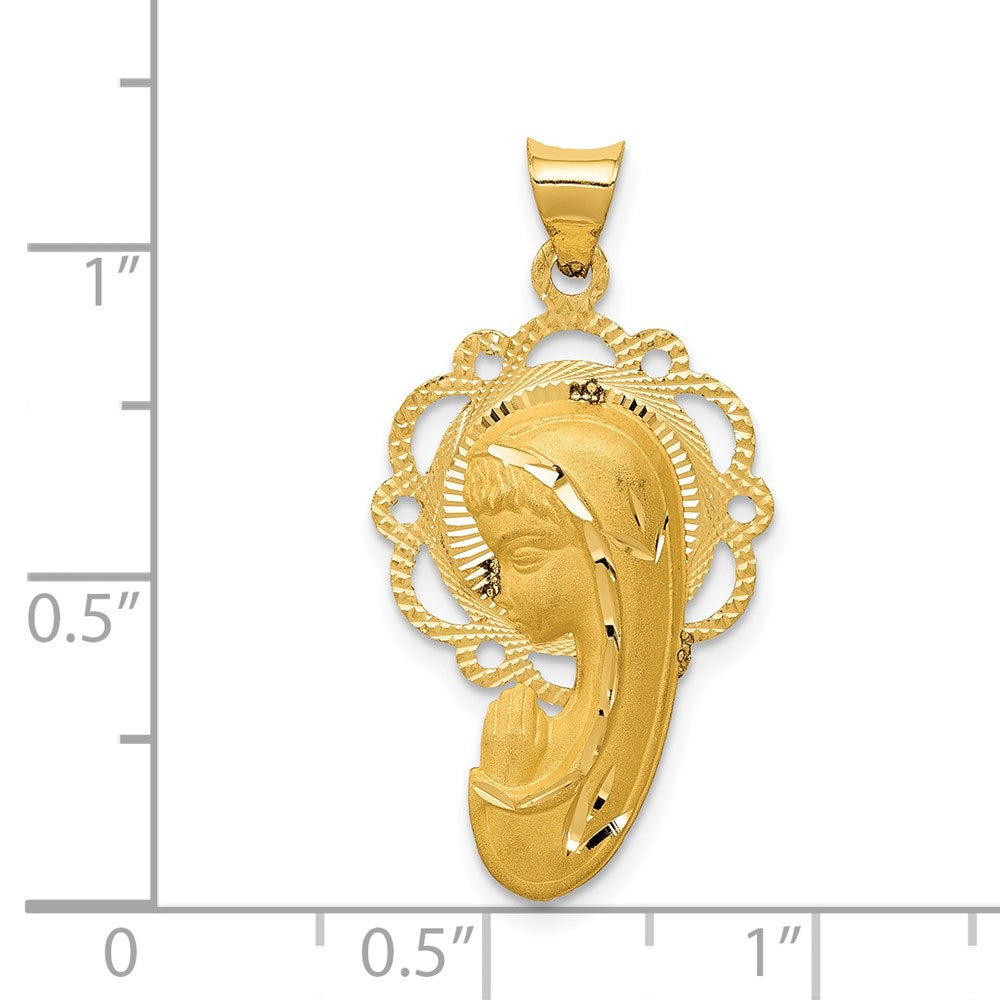 14k Yellow Gold 16 mm Satin and Polished Mary Pendant (1.45 grams)