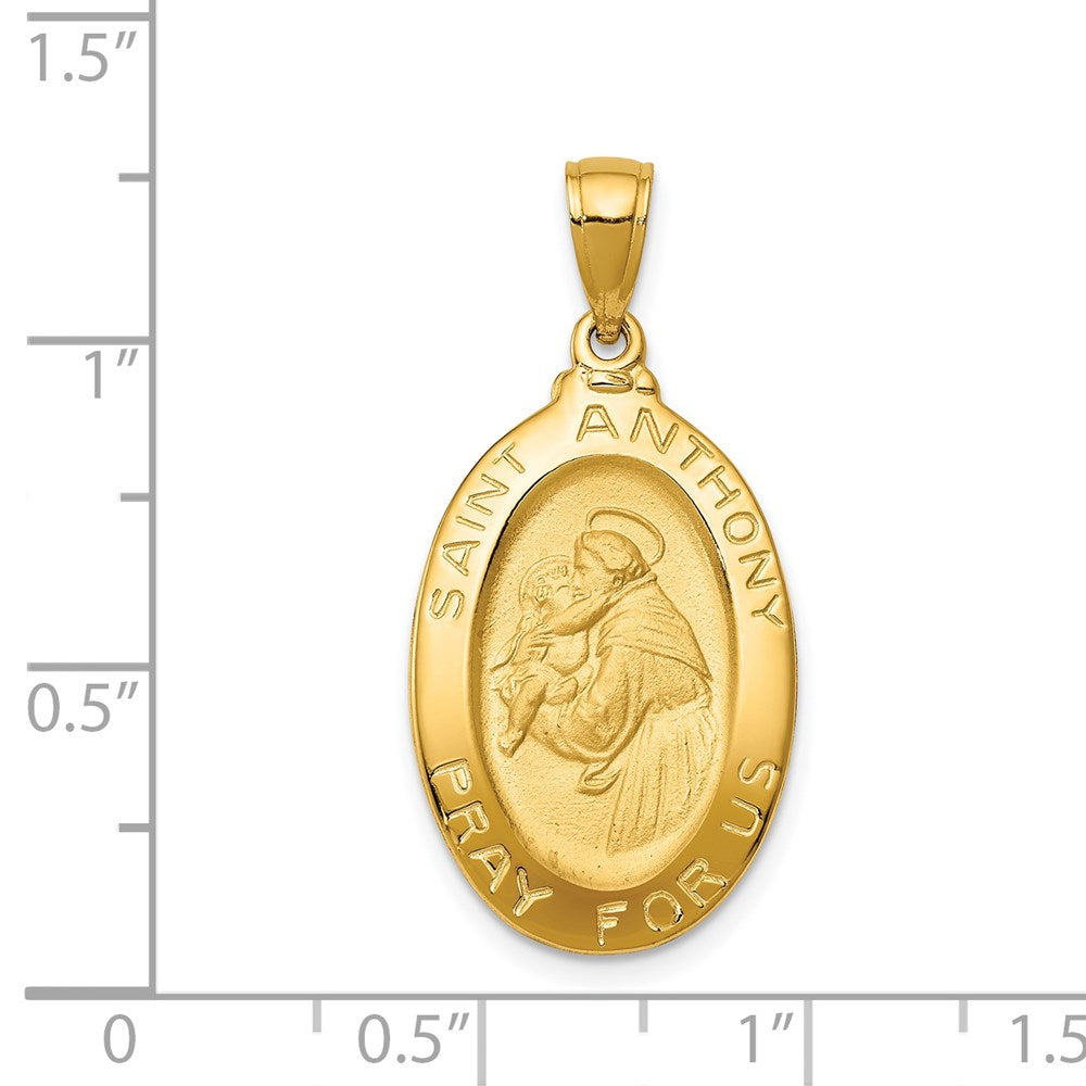 14k Yellow Gold 15.25 mm Saint Anthony Oval Medal Hollow Pendant (2.6 grams)