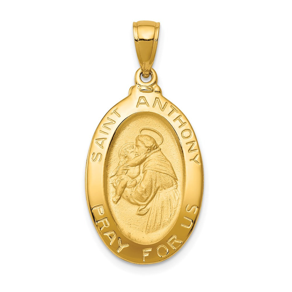 14k Yellow Gold 15.25 mm Saint Anthony Oval Medal Hollow Pendant (2.6 grams)