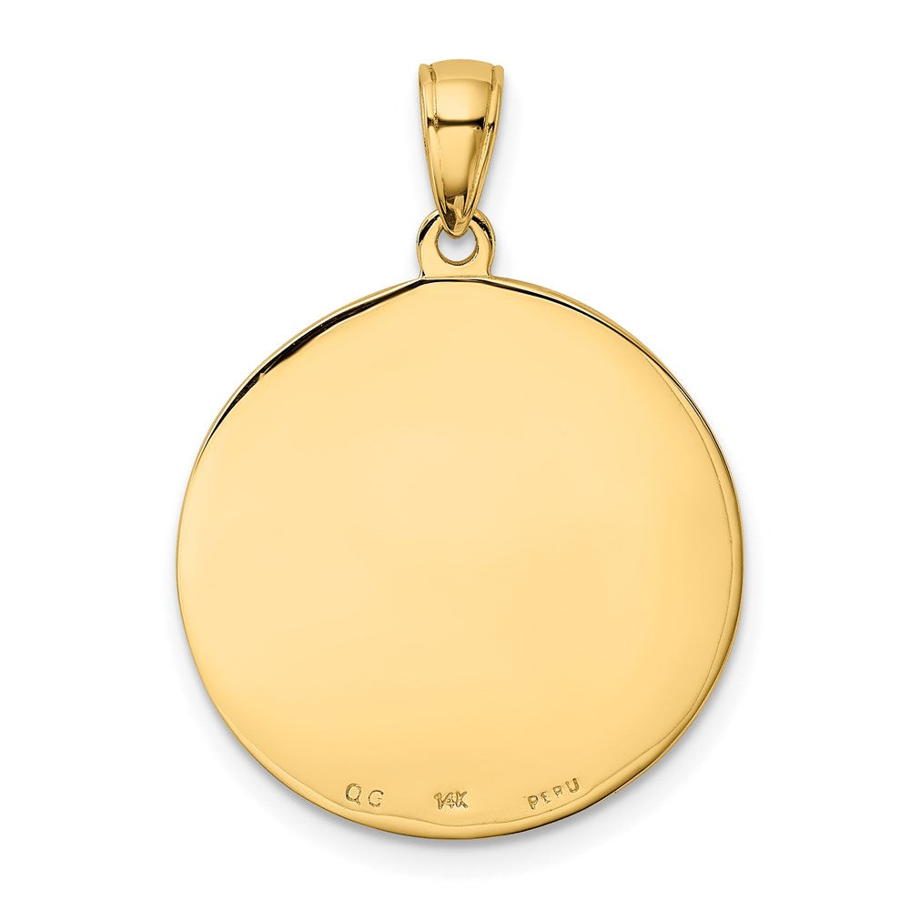 14k Yellow Gold 22 mm Saint Anthony Large Round Medal Pendant (3.64 grams)