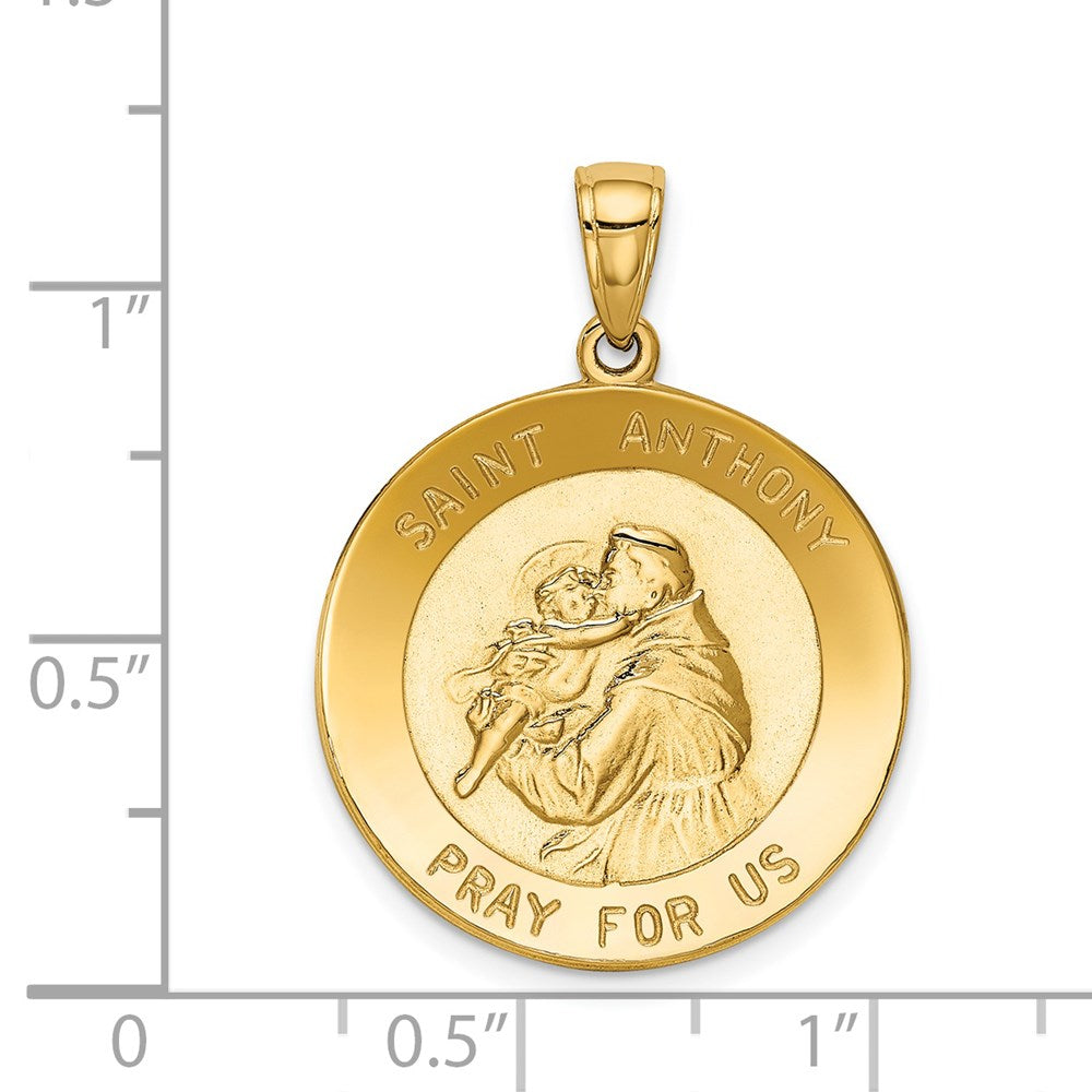 14k Yellow Gold 22 mm Saint Anthony Large Round Medal Pendant (3.64 grams)