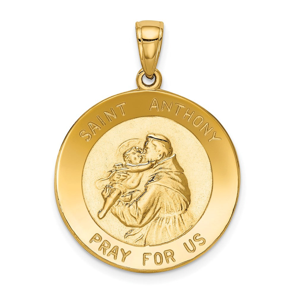 14k Yellow Gold 22 mm Saint Anthony Large Round Medal Pendant (3.64 grams)