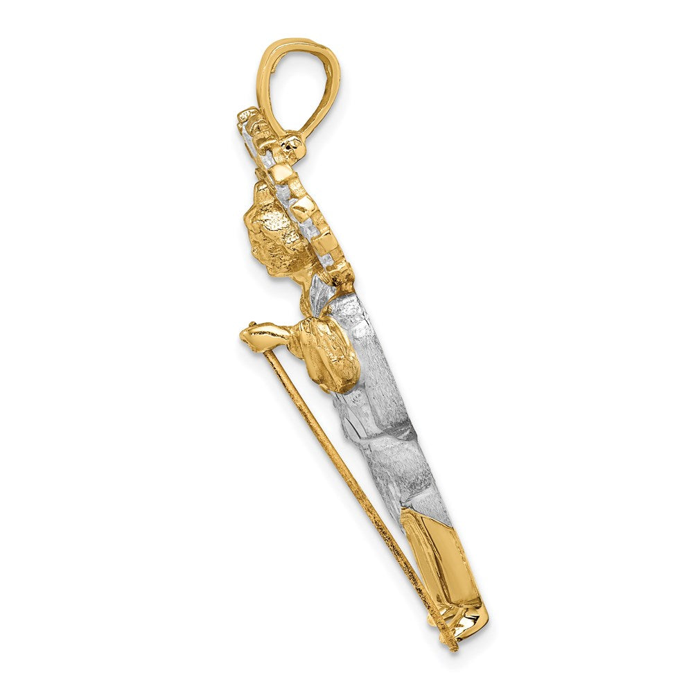 14k Yellow & Rhodium 15.5 mm CZ D/C Polished St. Jude Pendant (5.06 grams)
