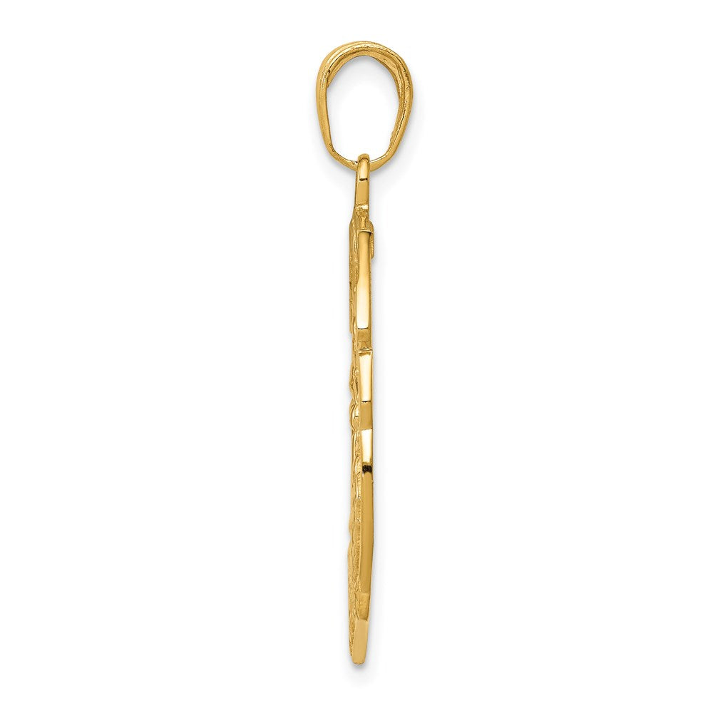 14k Yellow Gold Gold Polished Large Saint Michael Protect Us Medal Pendant (3.75 grams)