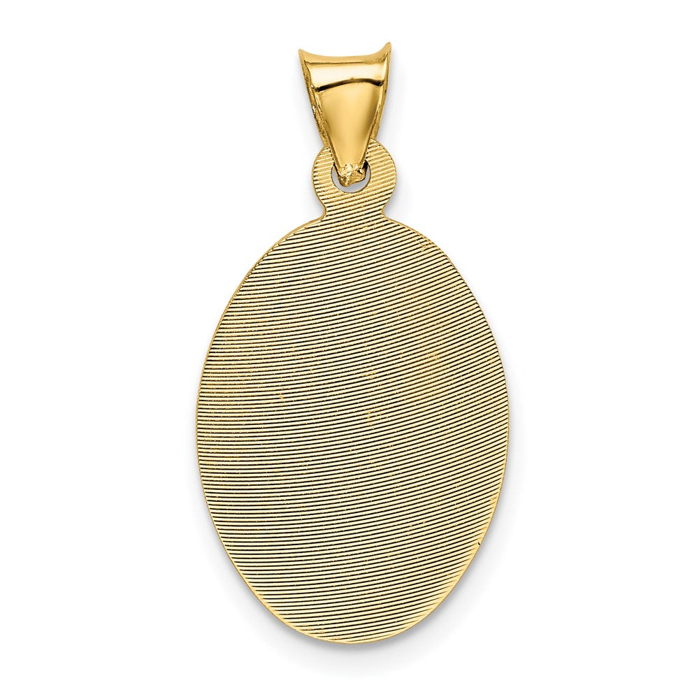 14k Yellow & Rhodium D/C Baptism Oval Pendant (1.32 grams)