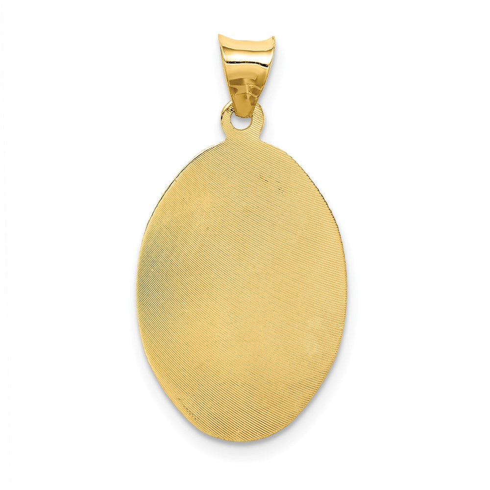 14k Yellow & Rhodium 14.35 mm D/C Lady Of Guadalupe Oval Pendant (1.45 grams)