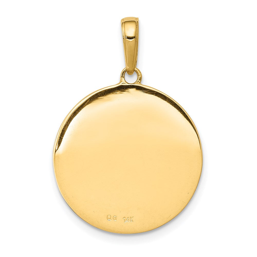 14k Yellow Gold 18.4 mm Saint Anthony Small Round Medal Pendant (2.93 grams)