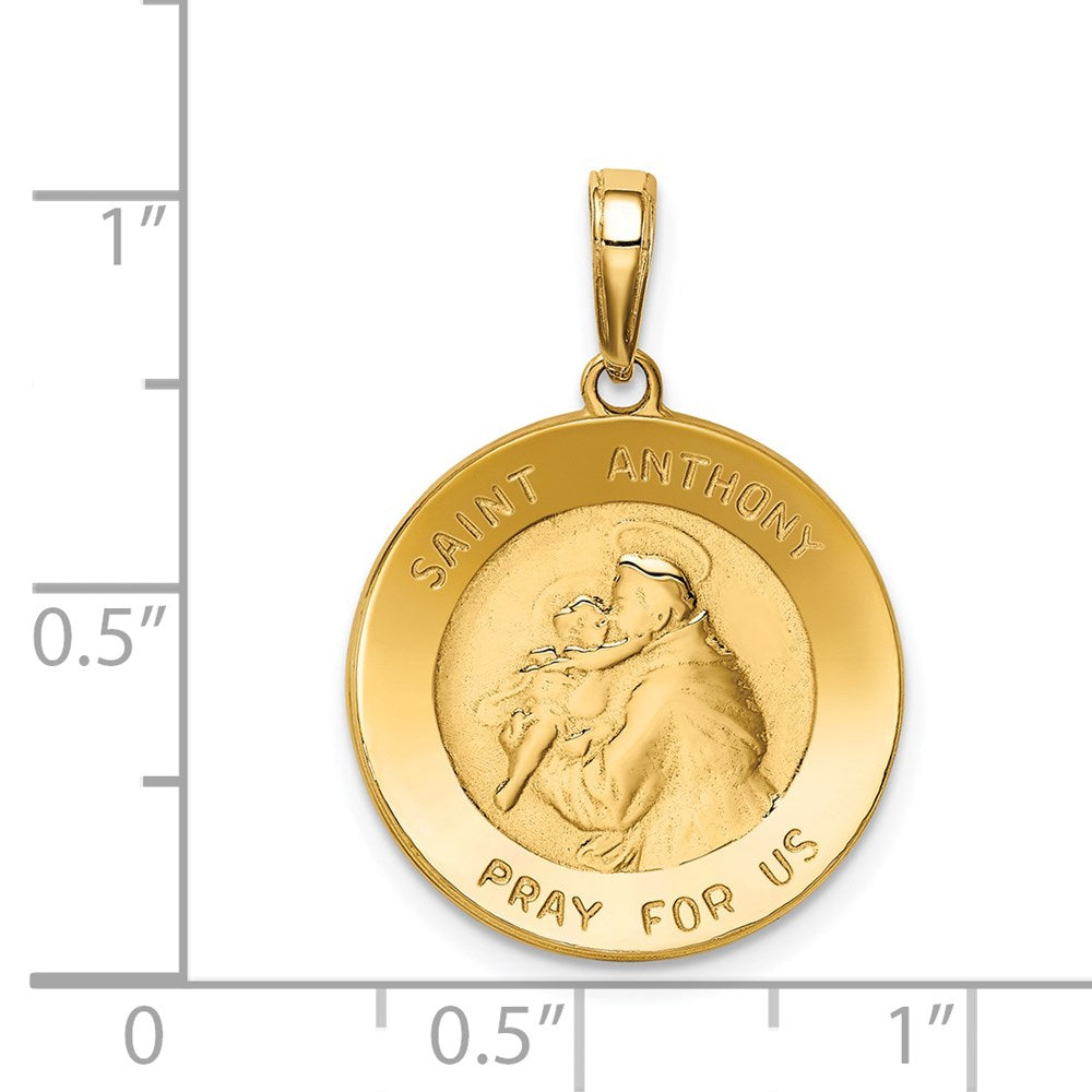 14k Yellow Gold 18.4 mm Saint Anthony Small Round Medal Pendant (2.93 grams)