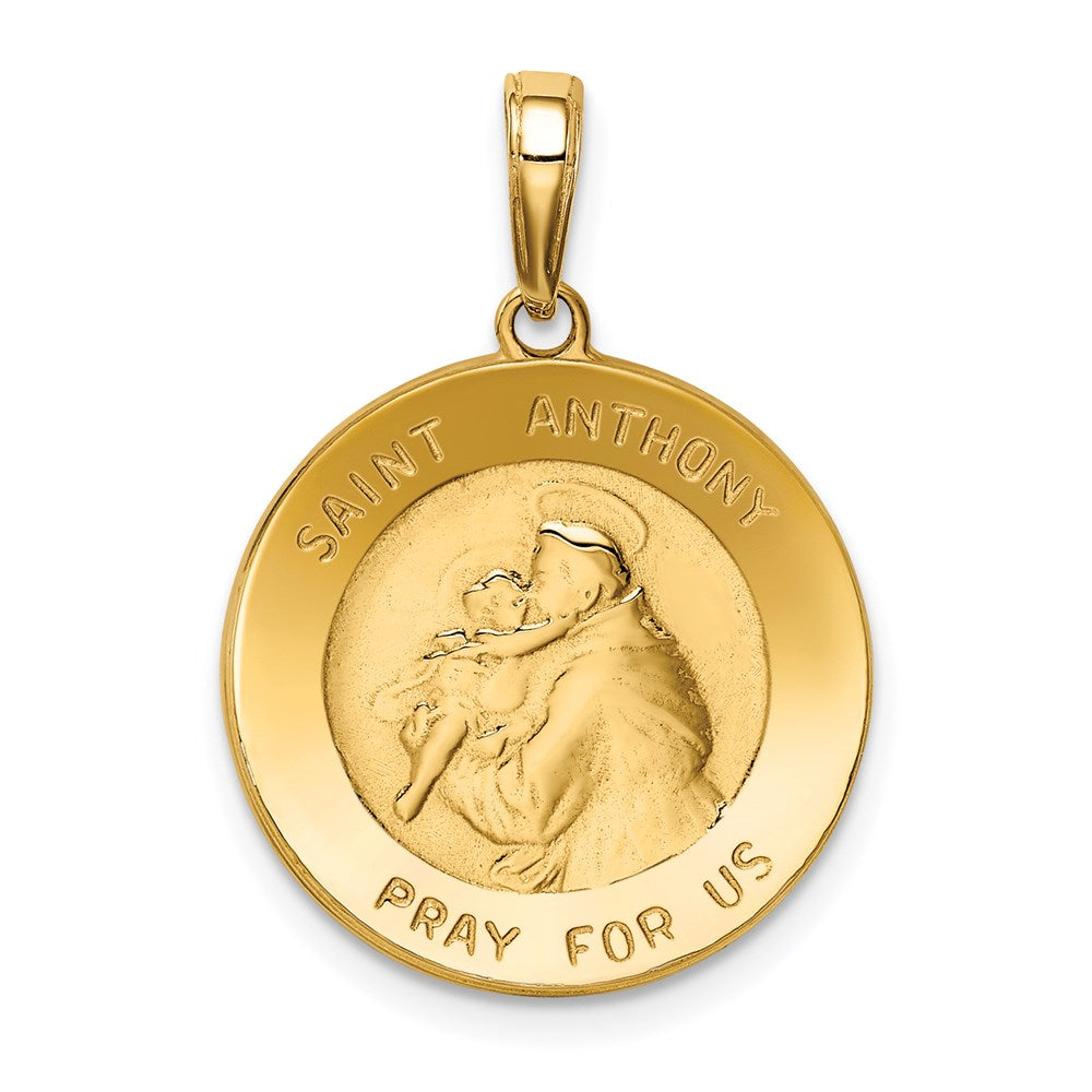 14k Yellow Gold 18.4 mm Saint Anthony Small Round Medal Pendant (2.93 grams)