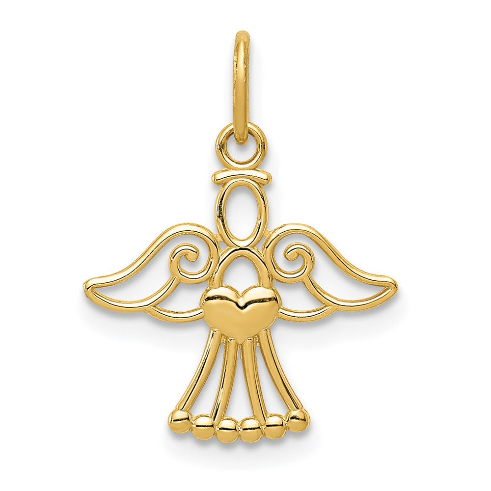 14k Yellow Gold 15.33 mm Polished Small Angel w/Heart Pendant (0.47 grams)