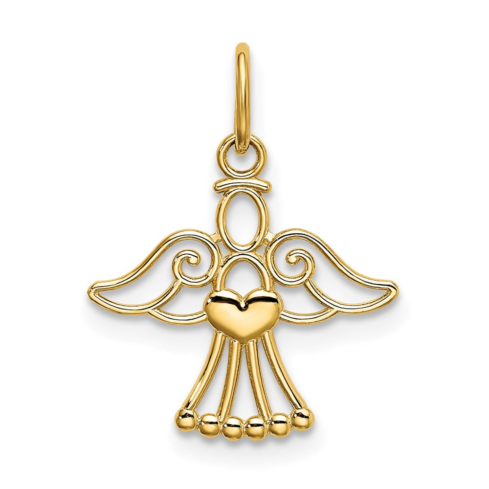 14k Yellow Gold 15.33 mm Polished Small Angel w/Heart Pendant (0.47 grams)