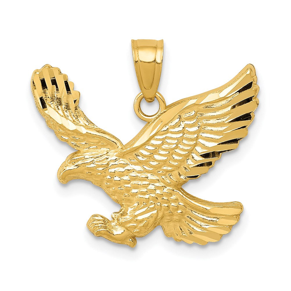 14k Yellow Gold 20 mm Diamond-cut Eagle Pendant (1.17 grams)